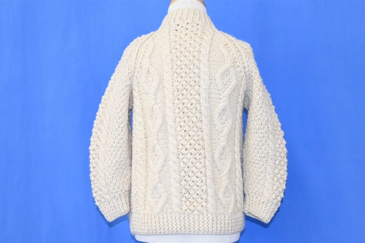 80s Galway Irish Wool Cable Knit Cardigan Sweater Youth Medium