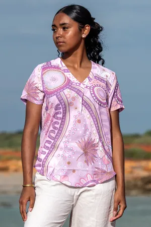 A Bright Future NAIDOC 2025 V Neck Women's Short Sleeve Blouse