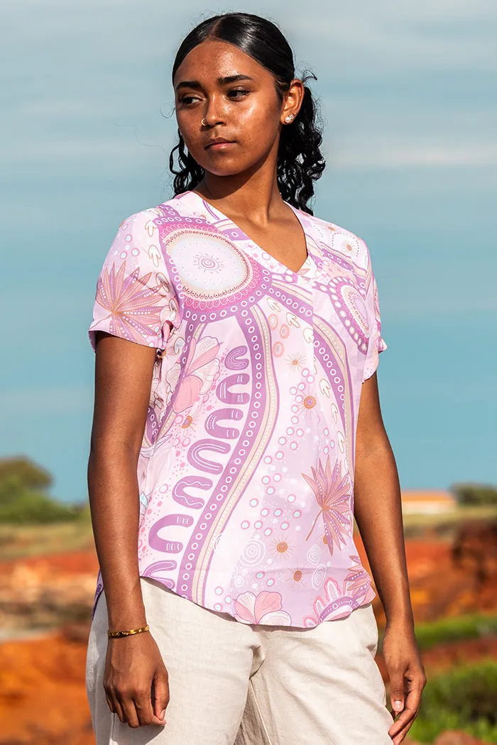 A Bright Future NAIDOC 2025 V Neck Women's Short Sleeve Blouse