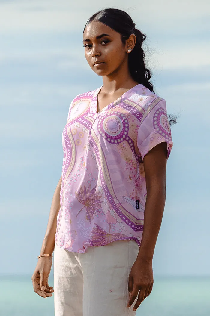 A Bright Future NAIDOC 2025 V Neck Women's Short Sleeve Blouse
