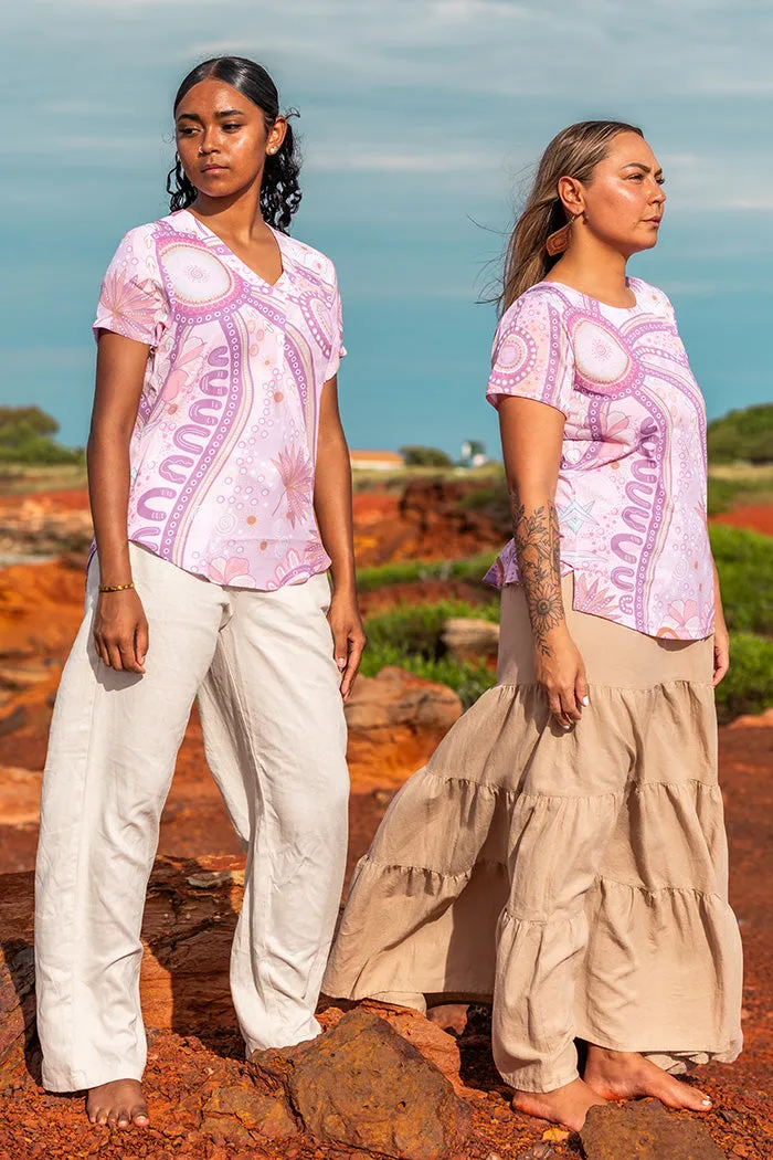 A Bright Future NAIDOC 2025 V Neck Women's Short Sleeve Blouse