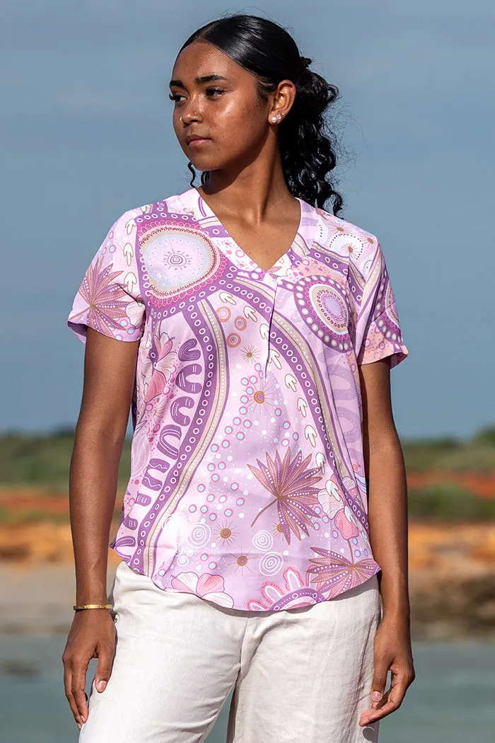 A Bright Future NAIDOC 2025 V Neck Women's Short Sleeve Blouse