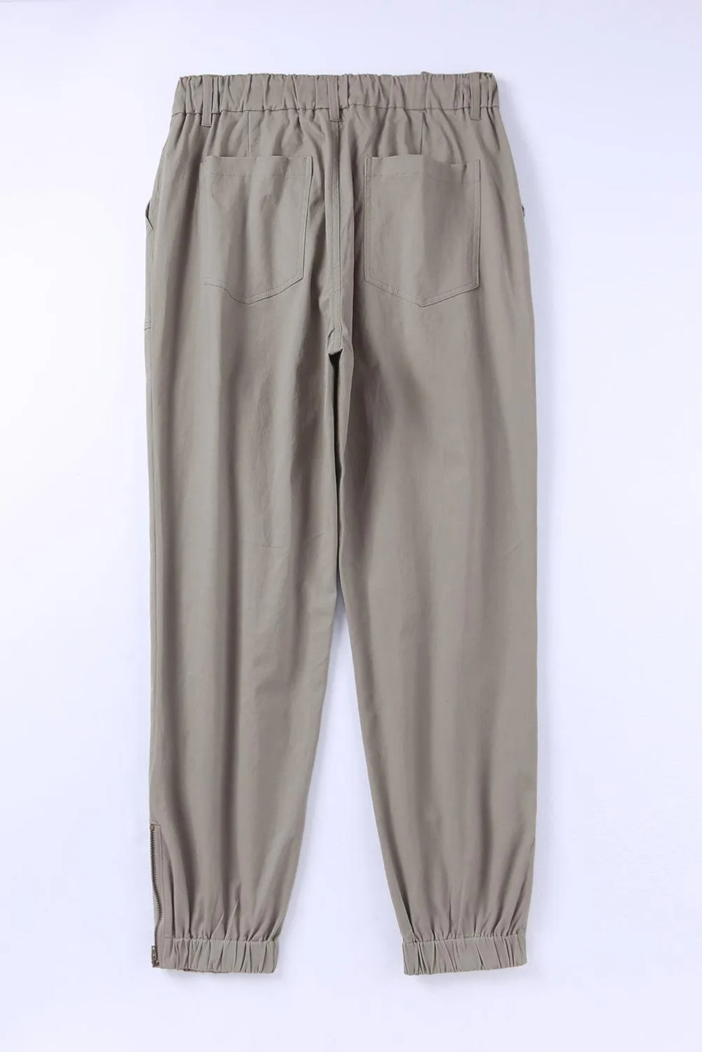 Ankle Zip Drawstring Joggers With Pockets