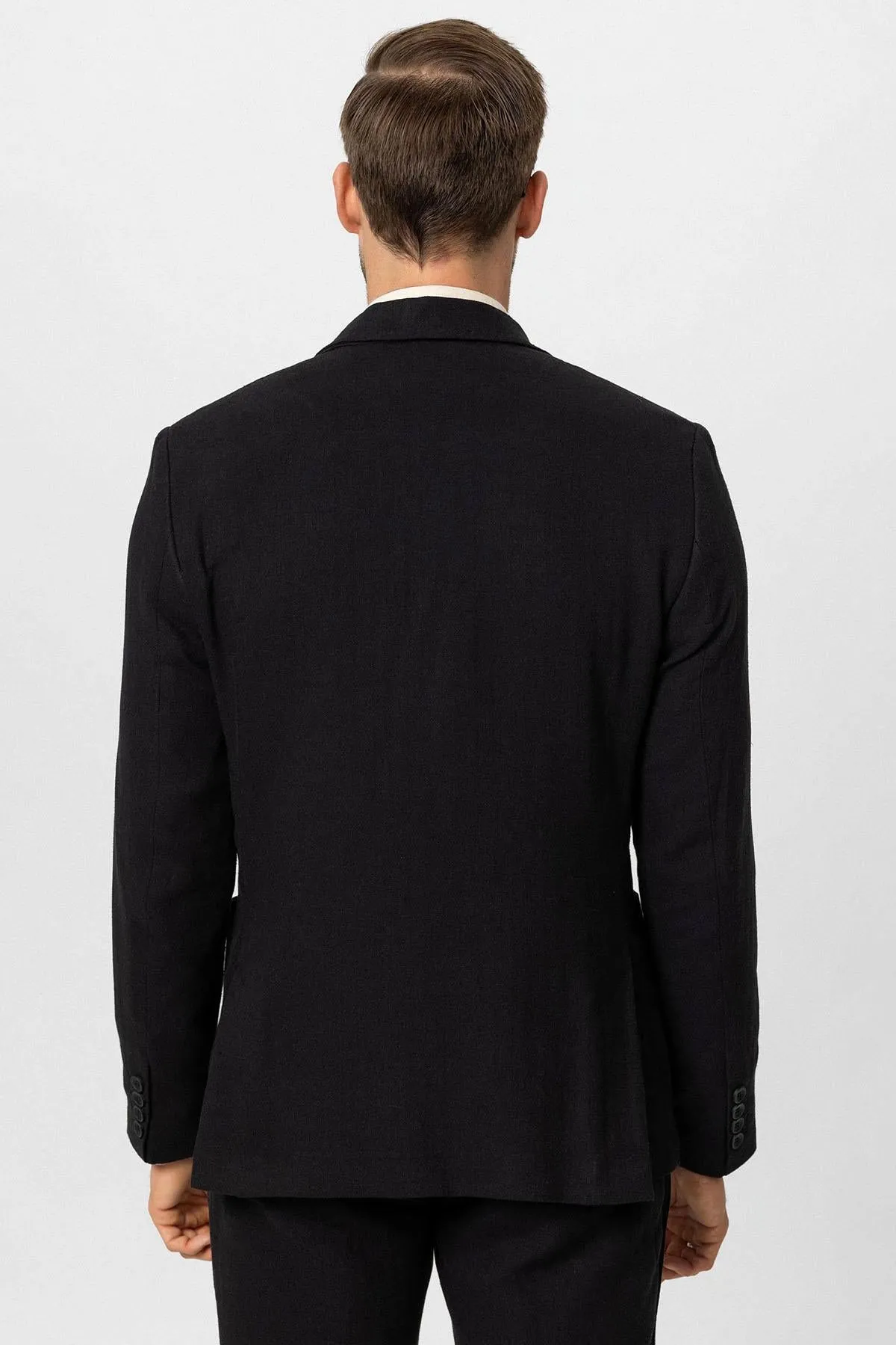 ANT Double-breasted Closure Linen Blend Men's Blazer Jacket - Ponta Delgada