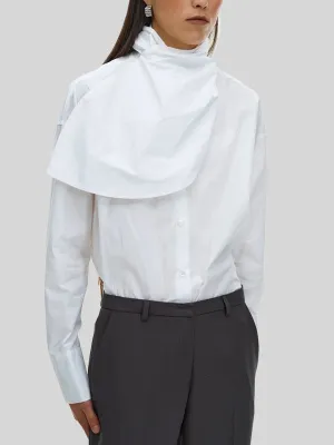 Asymmetric Buttoned Solid Color Split-Joint Long Sleeves Loose High Neck Blouses&Shirts Tops