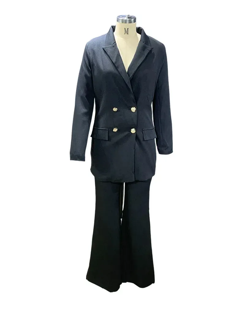 Autumn Winter 2 Piece Outfits for Women Blazer Jackets High Waisted Straight Leg Pants Suits Set Business Casual Office
