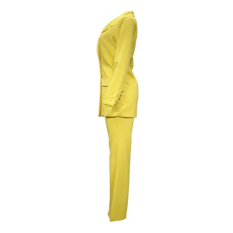 Autumn Winter 2 Piece Outfits for Women Blazer Jackets High Waisted Straight Leg Pants Suits Set Business Casual Office