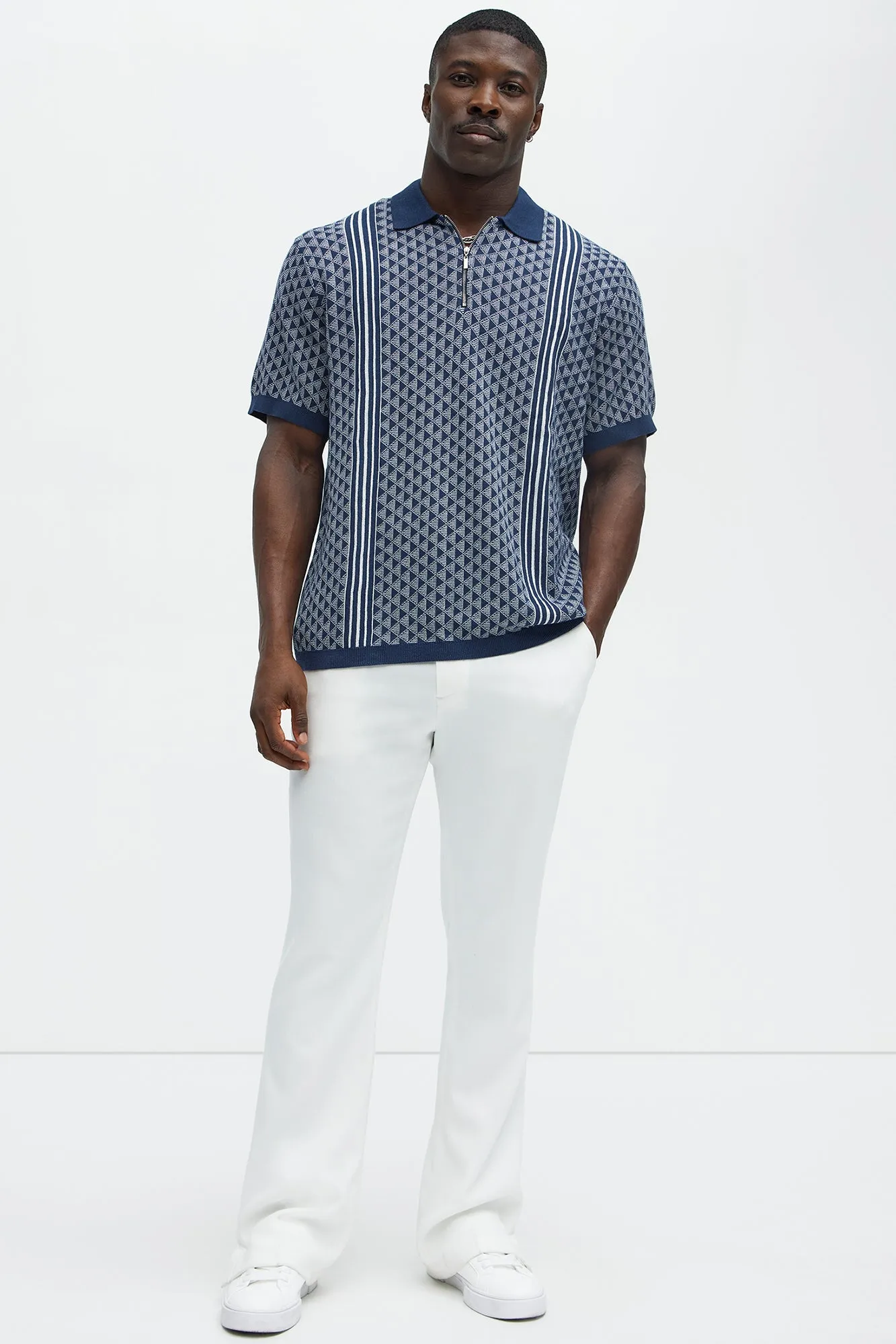 Avery Quarter Zip Knit Polo - Navy/combo