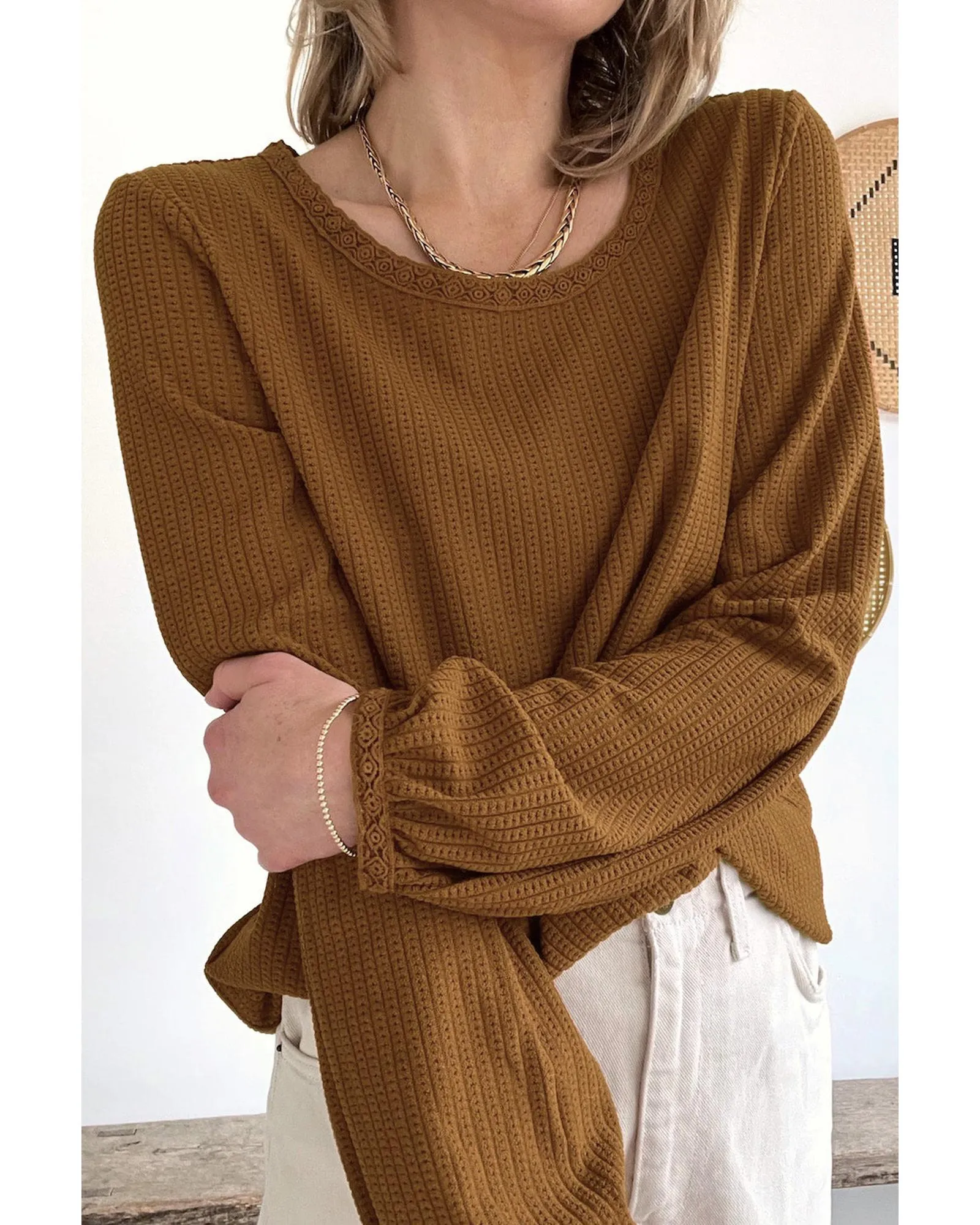 Azura Exchange Textured Puff Sleeve Top - XL