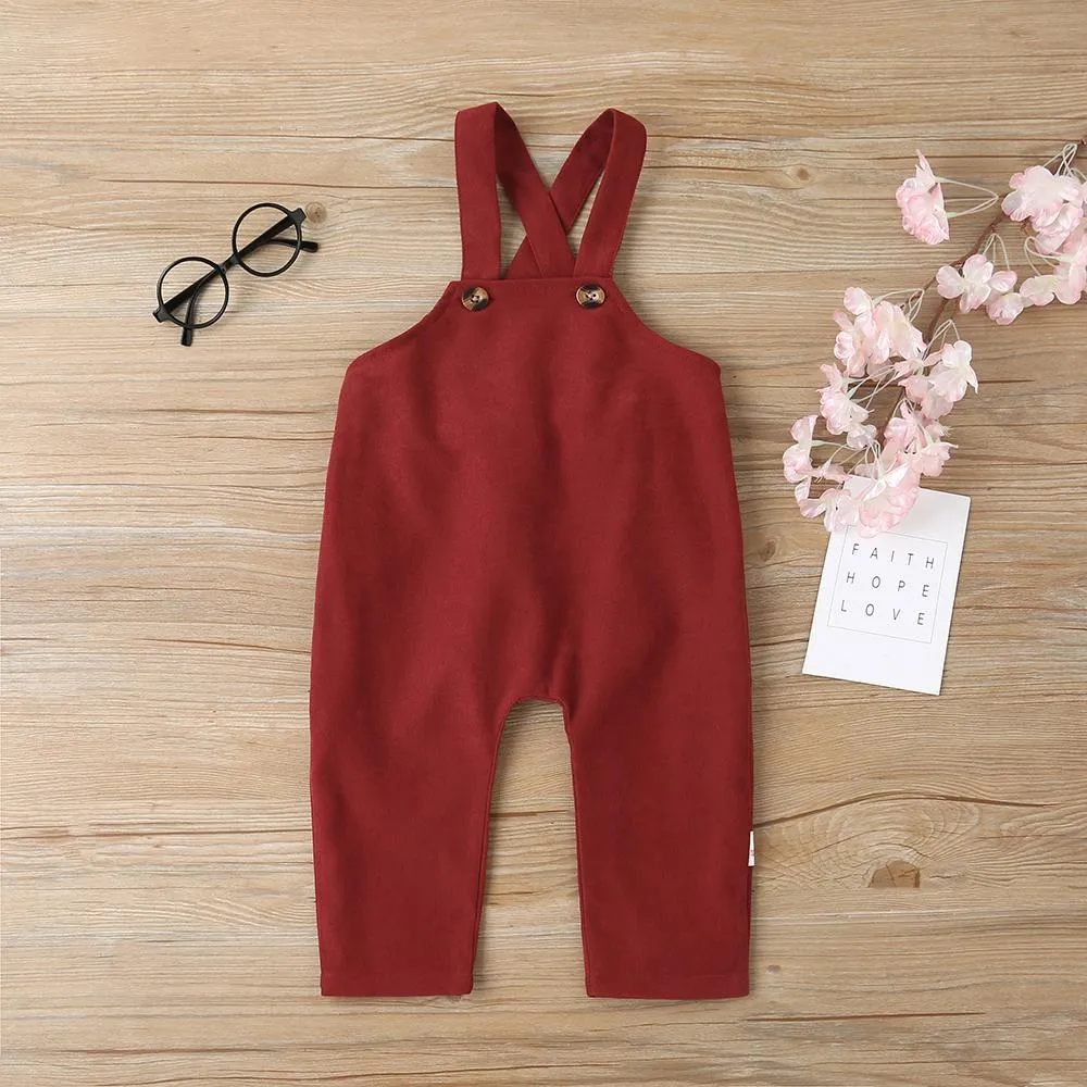 Baby Little Dude Long Sleeve Romper & Solid Overalls Baby Clothing Wholesale