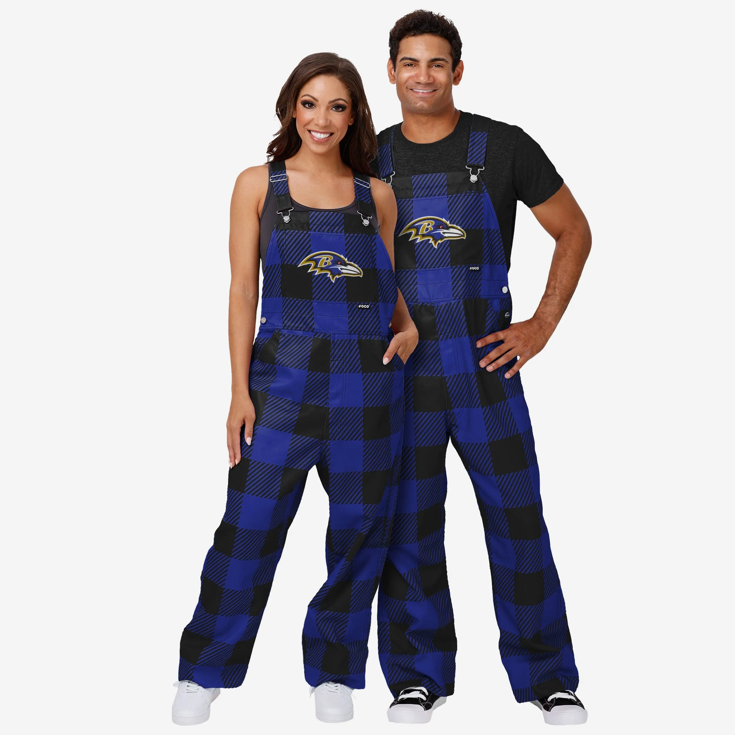 Baltimore Ravens Womens Plaid Bib Overalls