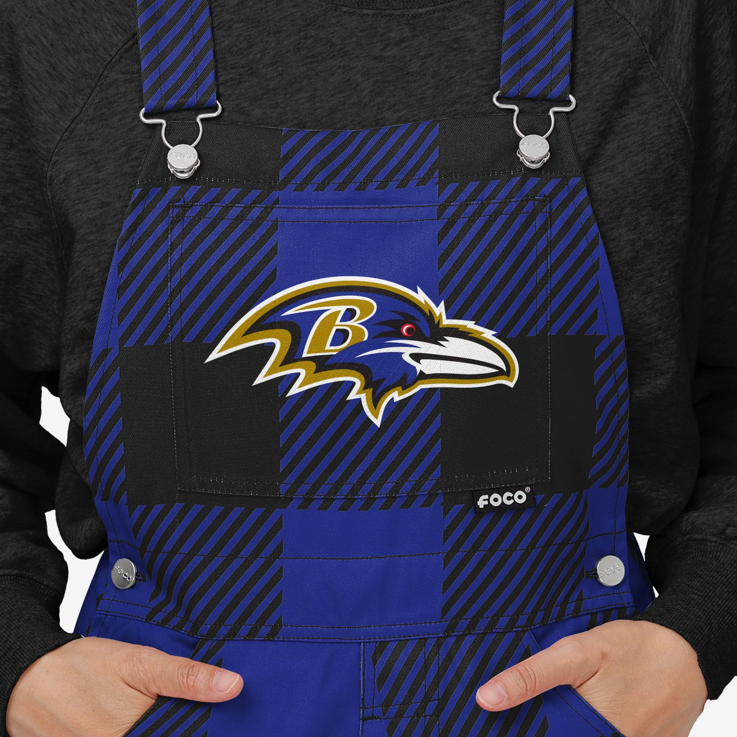 Baltimore Ravens Womens Plaid Bib Overalls