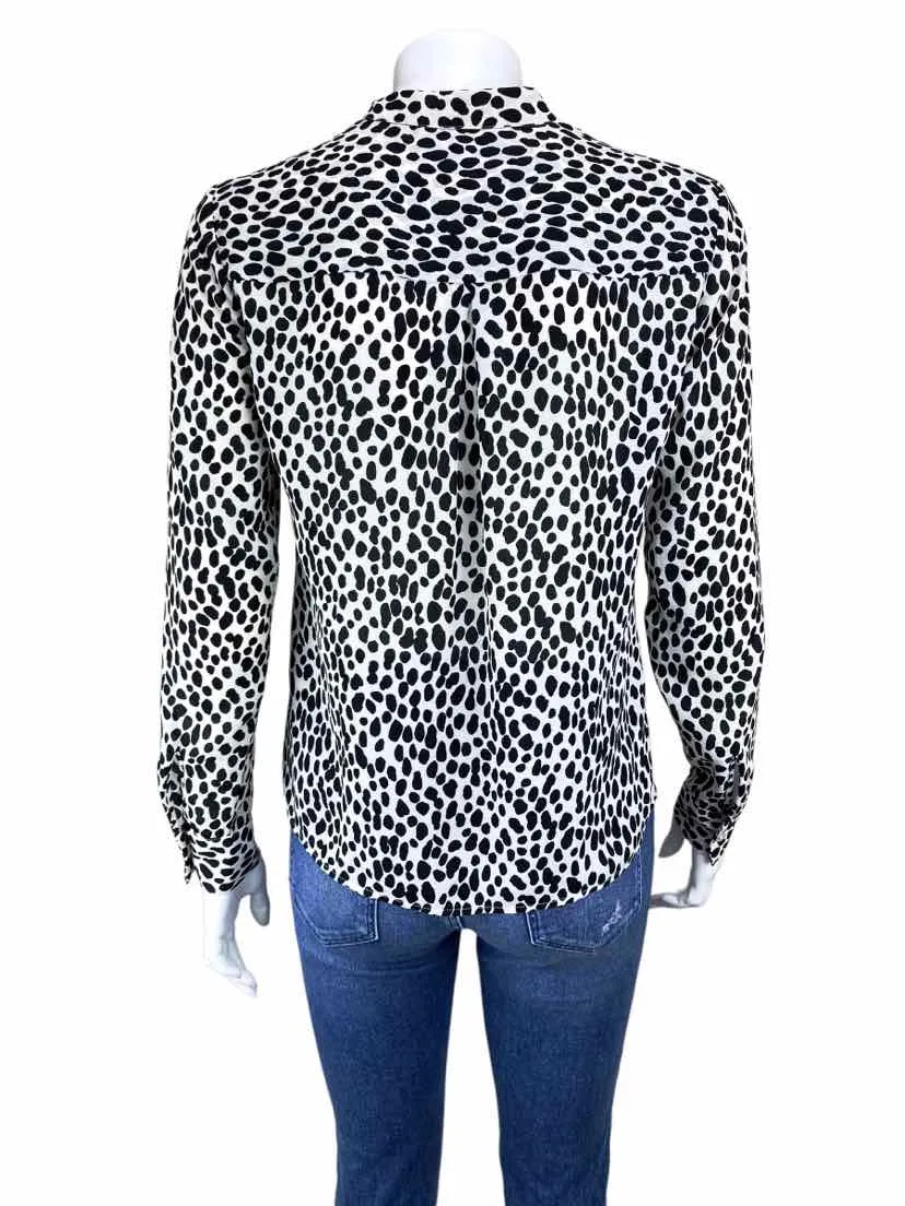 Banana Republic, Women's Spotted Blouse, Ivory/Black, Size XS