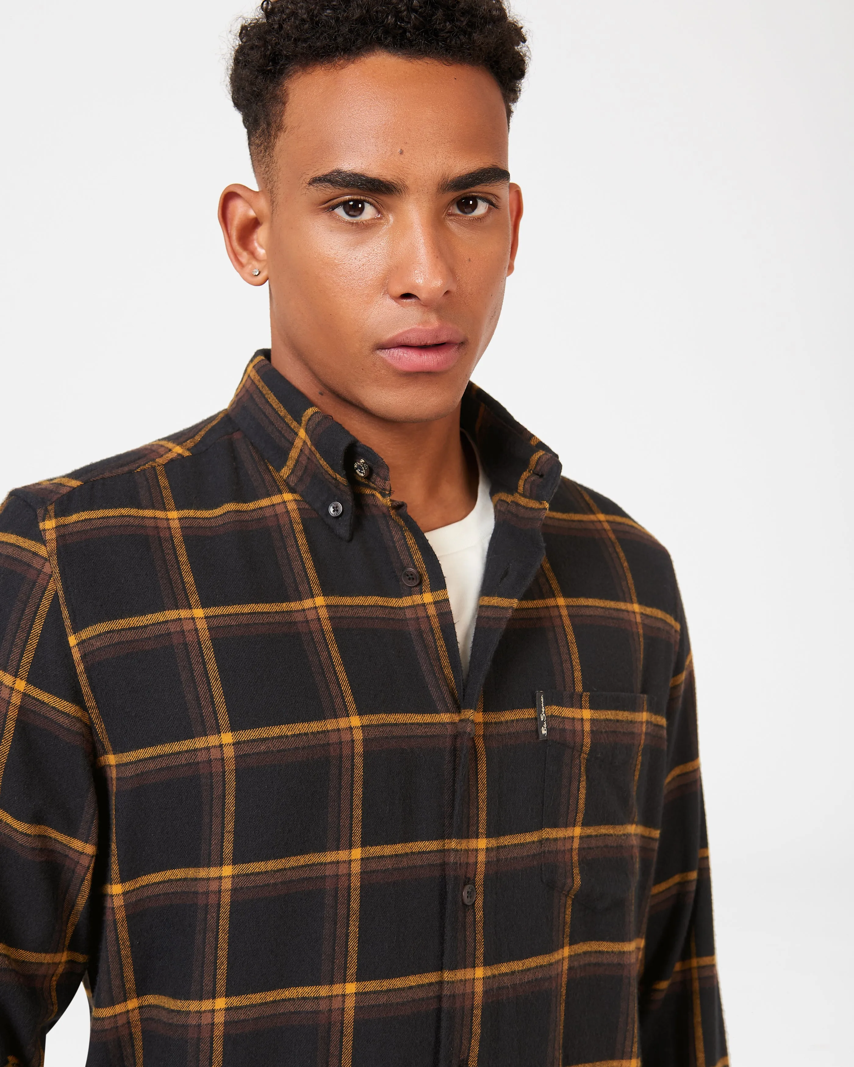Ben Sherman Oversized Brushed Check - Navy/Tan