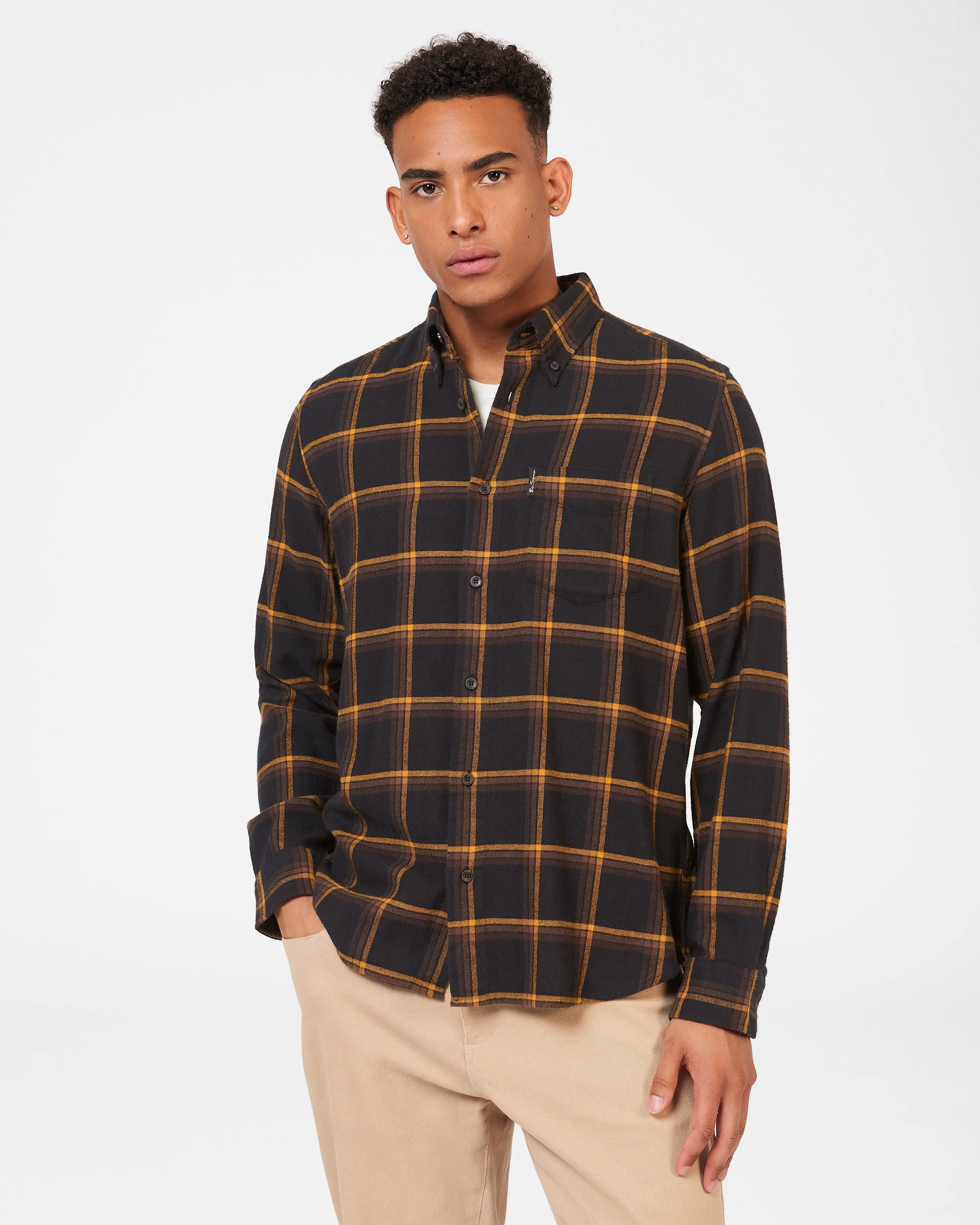 Ben Sherman Oversized Brushed Check - Navy/Tan