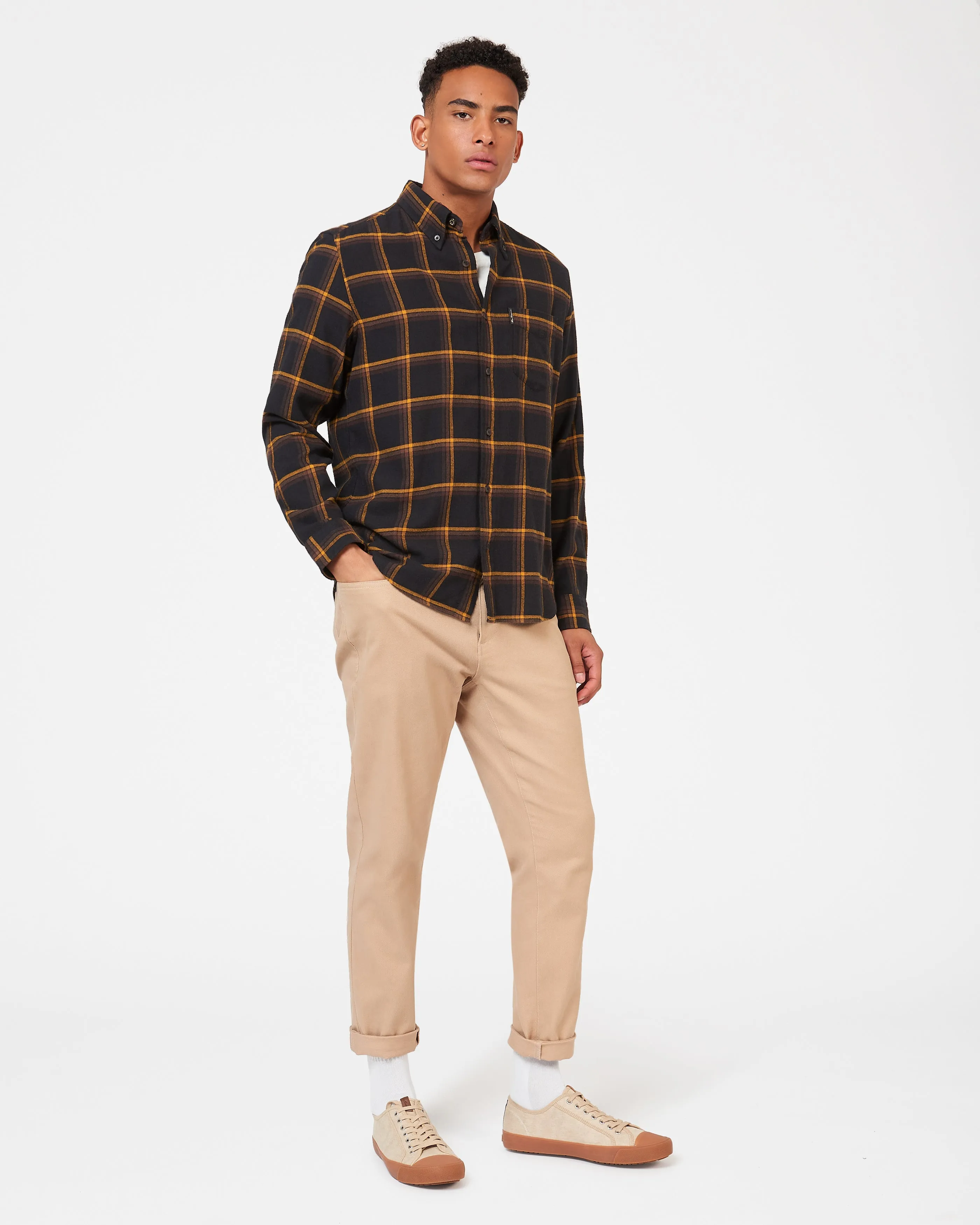 Ben Sherman Oversized Brushed Check - Navy/Tan