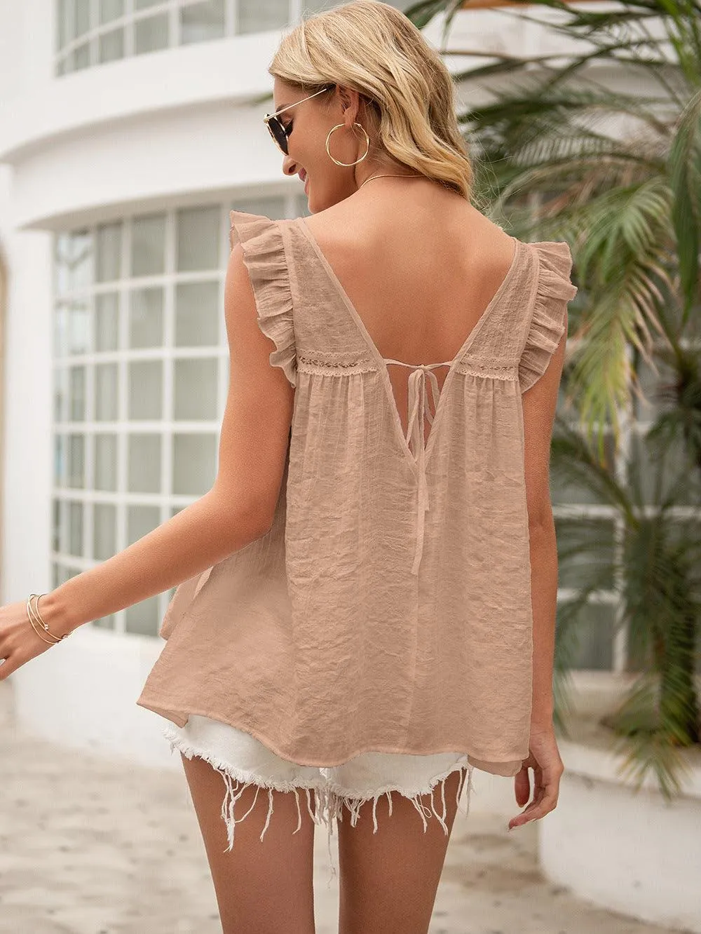 Best Summer Sleeveless Tie Back Blouse