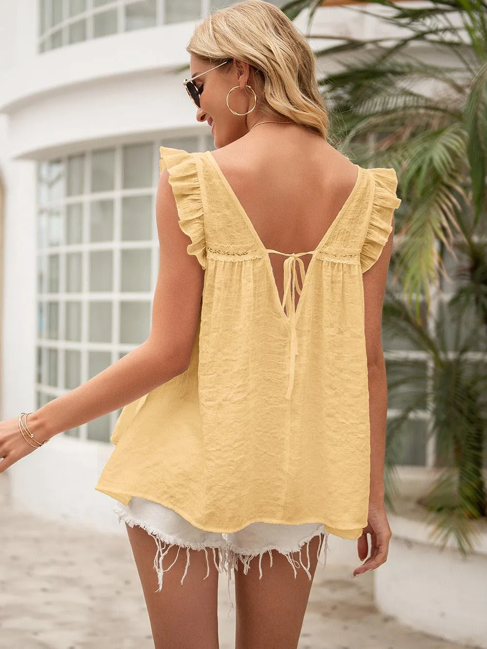 Best Summer Sleeveless Tie Back Blouse