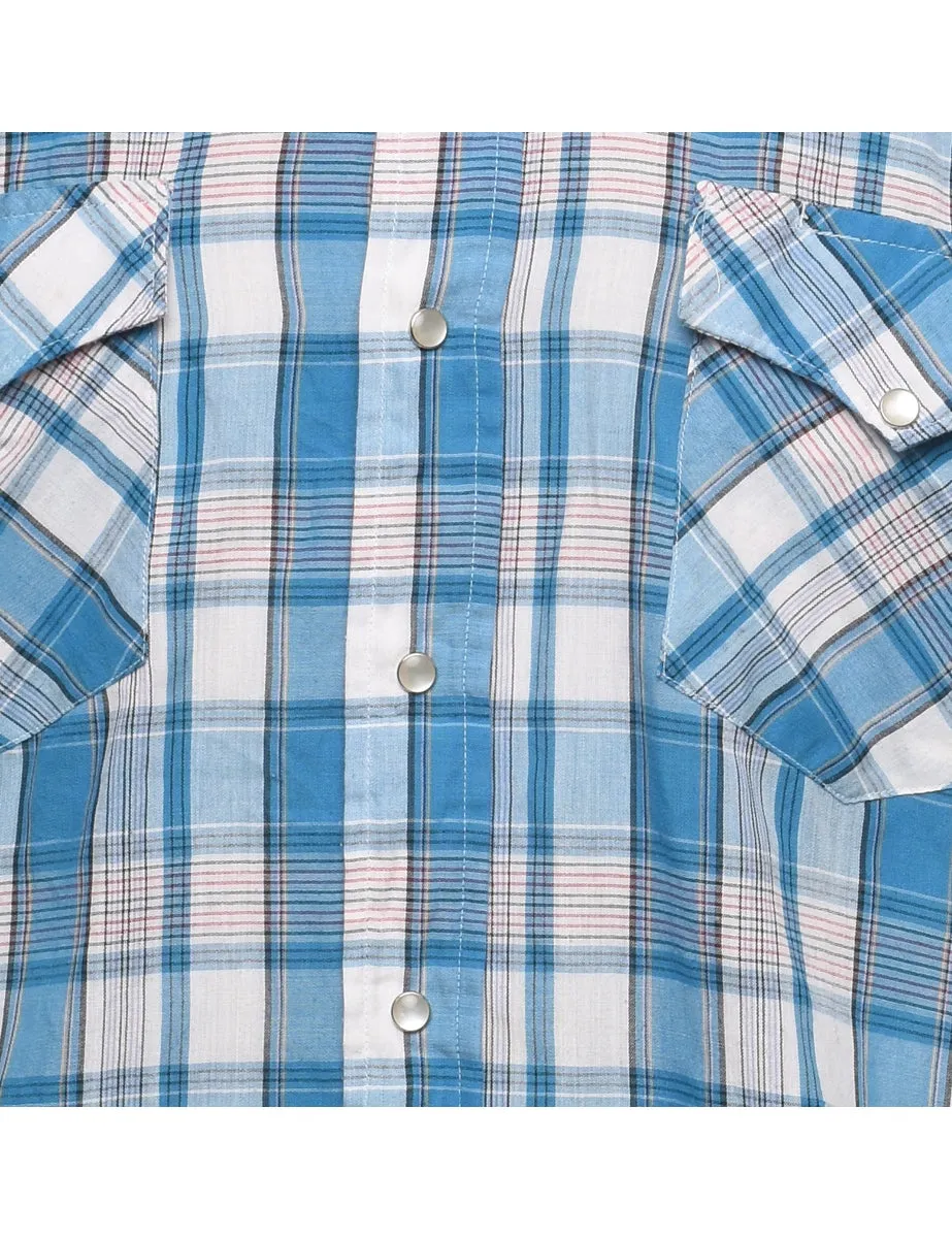 Blue Checked Classic Western Shirt - L