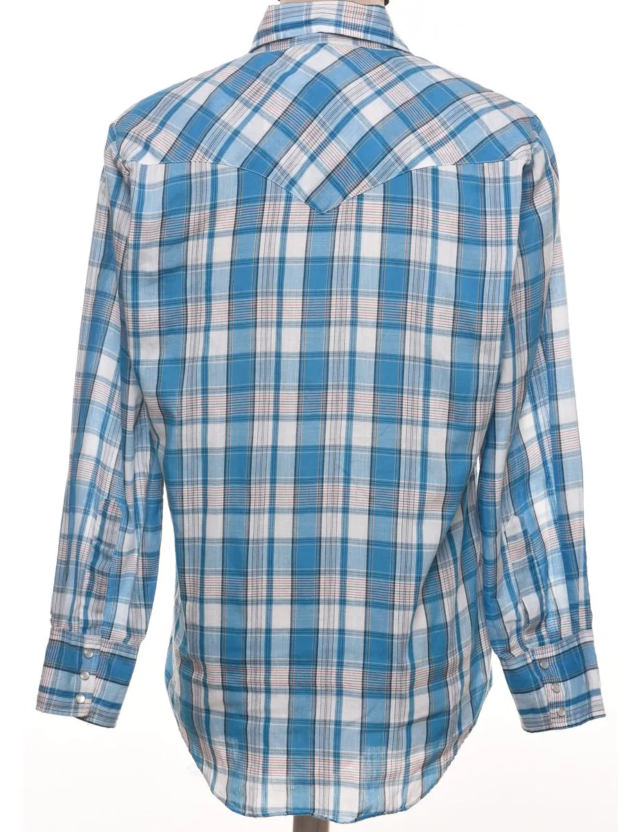 Blue Checked Classic Western Shirt - L