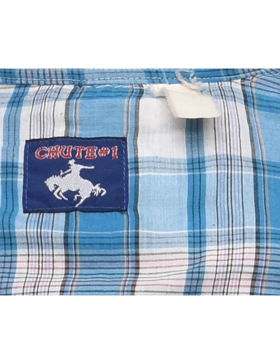 Blue Checked Classic Western Shirt - L