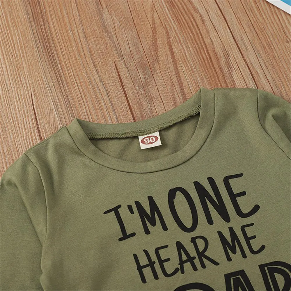 Boys Casual Letter Top & Dinosaur Printed Pants Baby Boys Clothing Wholesale