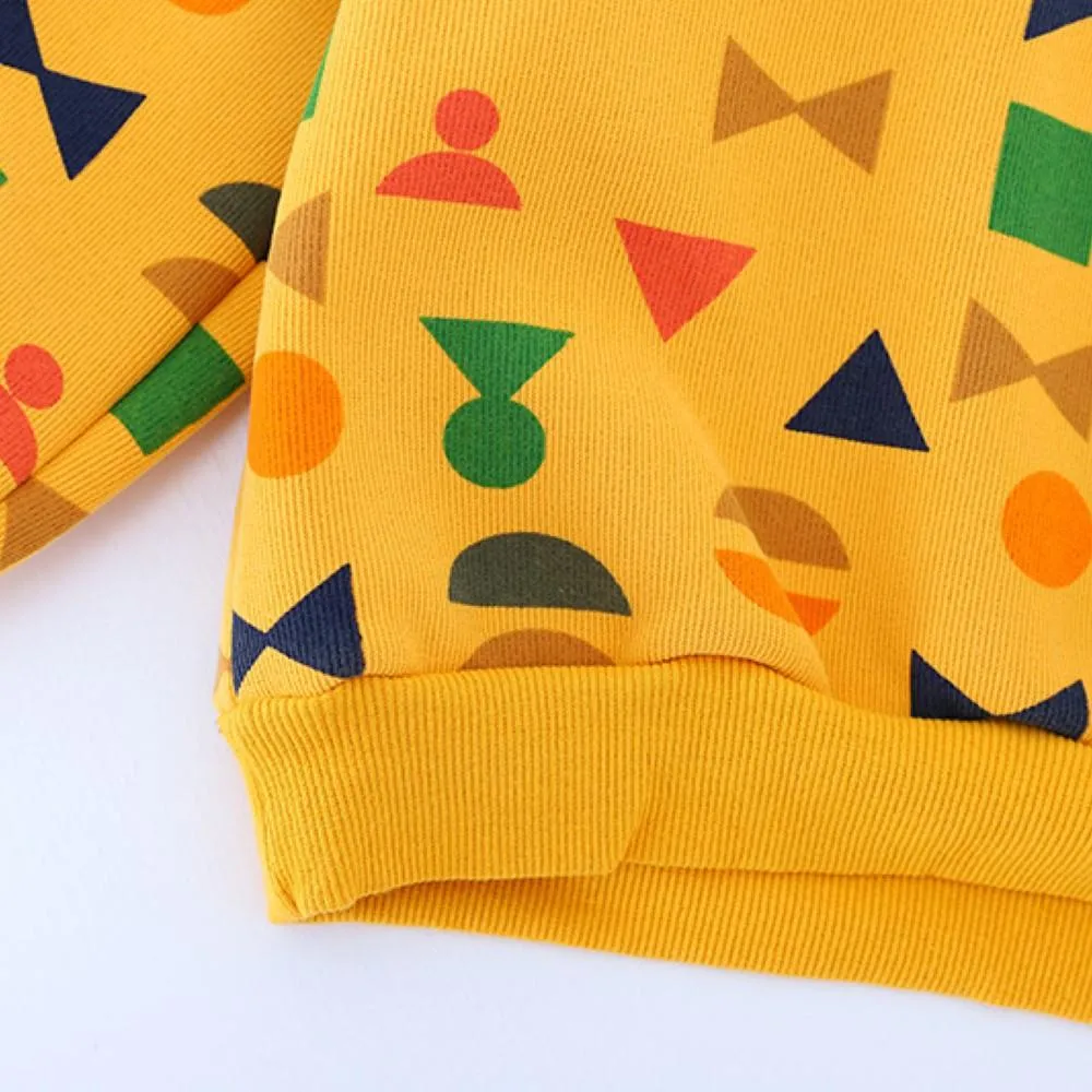 Boys Geometry Printed Lapel Top & Pants Boys Casual Suits
