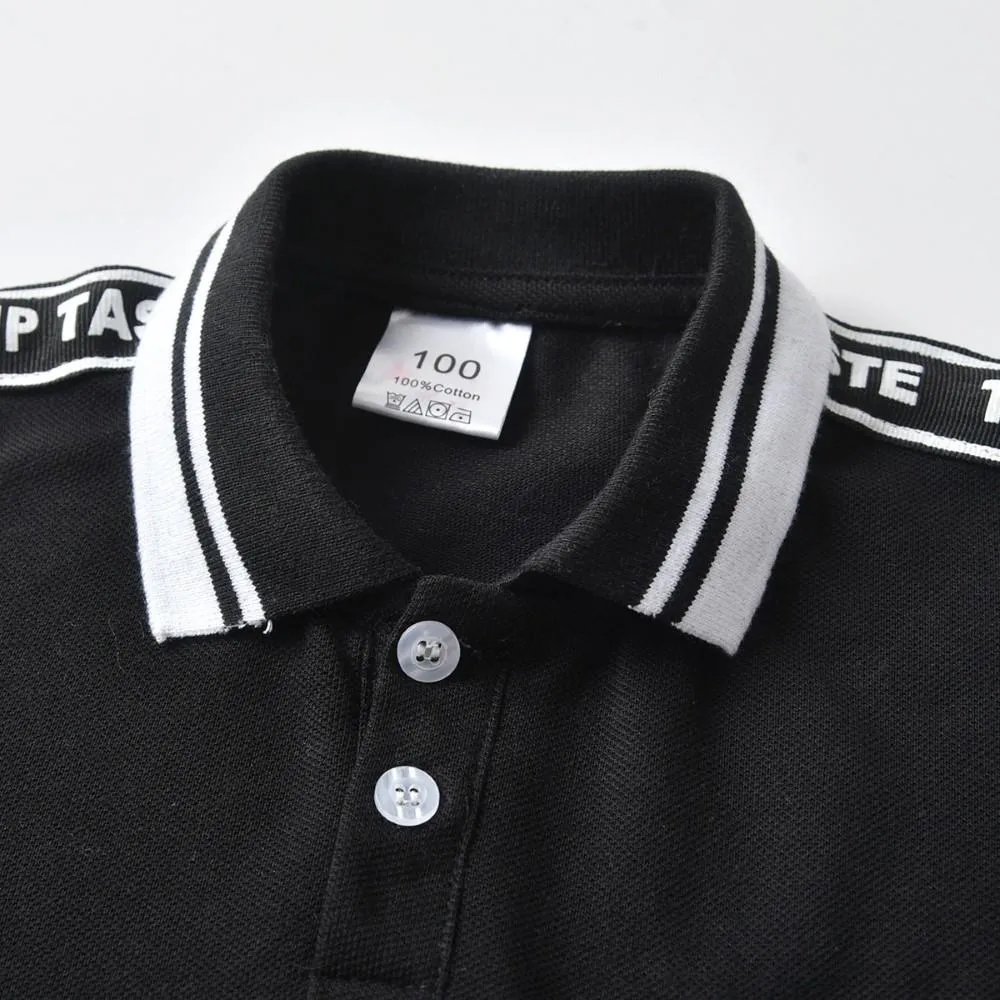 Boys Letter Pattern Polo Top & Overalls Wholesale Boys Boutique Clothing