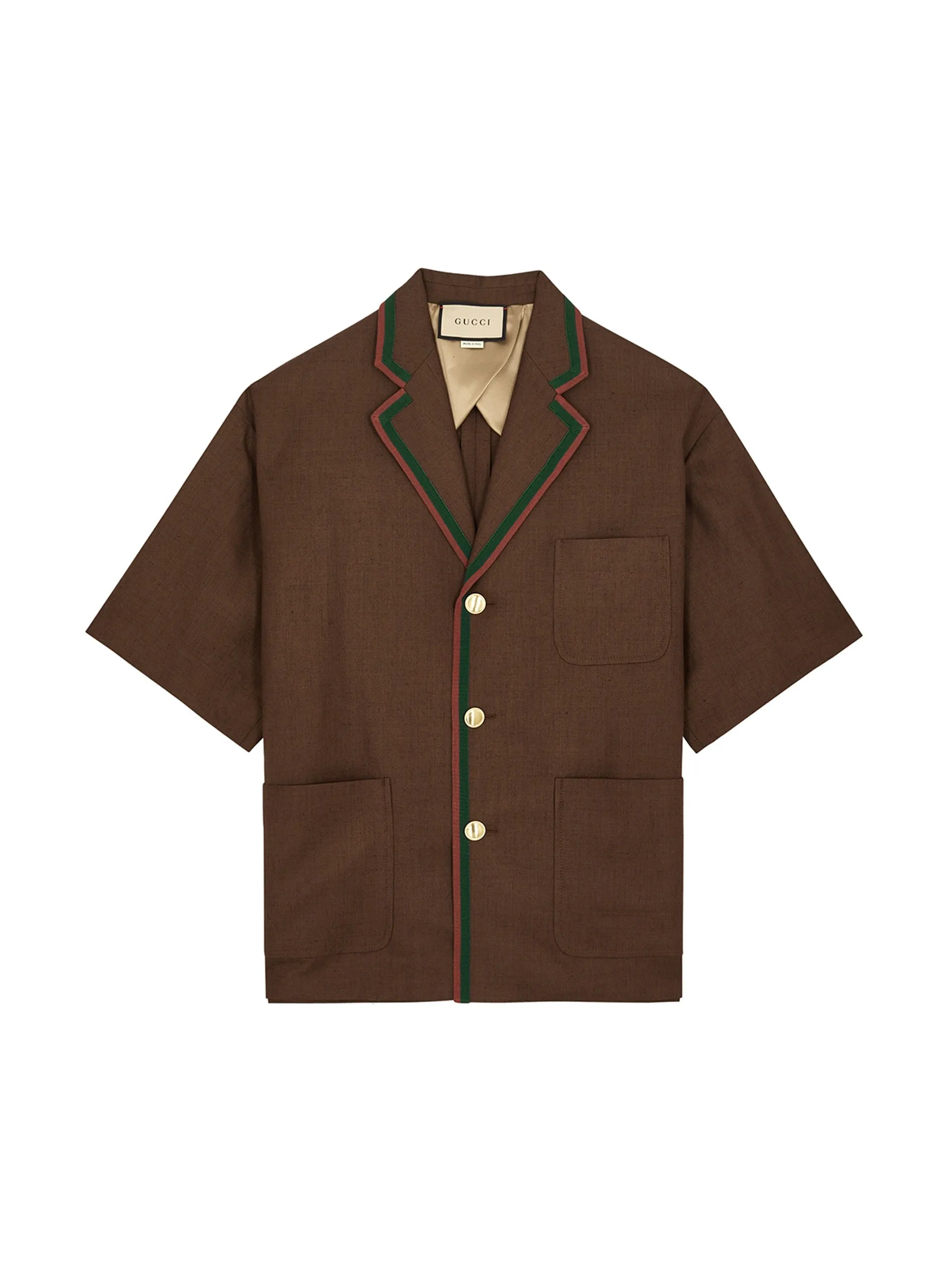 Brown web-striped jacket