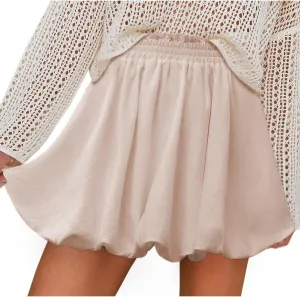 Bubble Mini Skirts for Women Summer Solid Color High Waist Puffy Hem Skirts Casual Trendy Going Out Cute Party Skirt