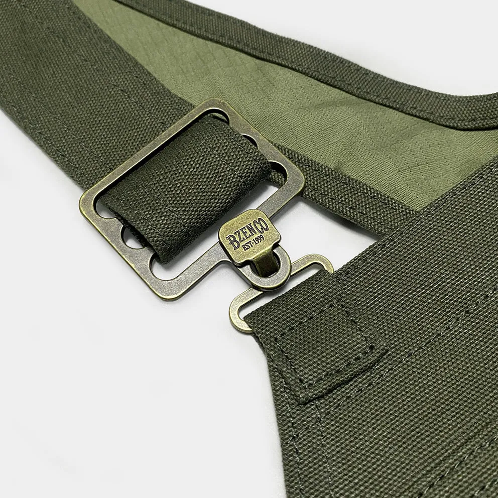 BZEN M.1097R GUTHRIE-CAG REGULAR FIT 6  POCKETS DOUBLE PANEL FRONT CANVAS UNISEX OVERALL-12.5OZ-E0 ARMY GREEN