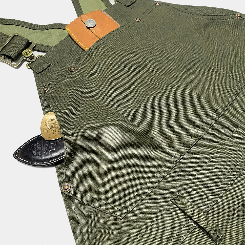 BZEN M.1097R GUTHRIE-CAG REGULAR FIT 6  POCKETS DOUBLE PANEL FRONT CANVAS UNISEX OVERALL-12.5OZ-E0 ARMY GREEN