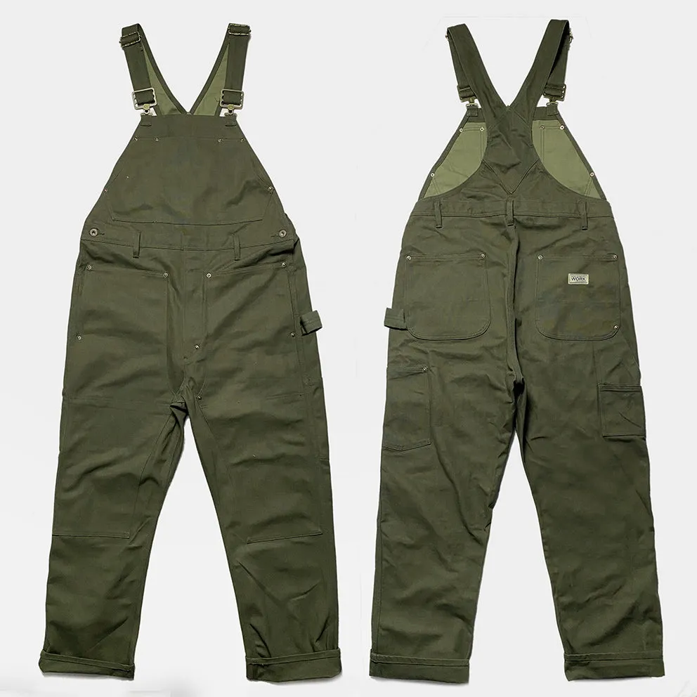 BZEN M.1097R GUTHRIE-CAG REGULAR FIT 6  POCKETS DOUBLE PANEL FRONT CANVAS UNISEX OVERALL-12.5OZ-E0 ARMY GREEN