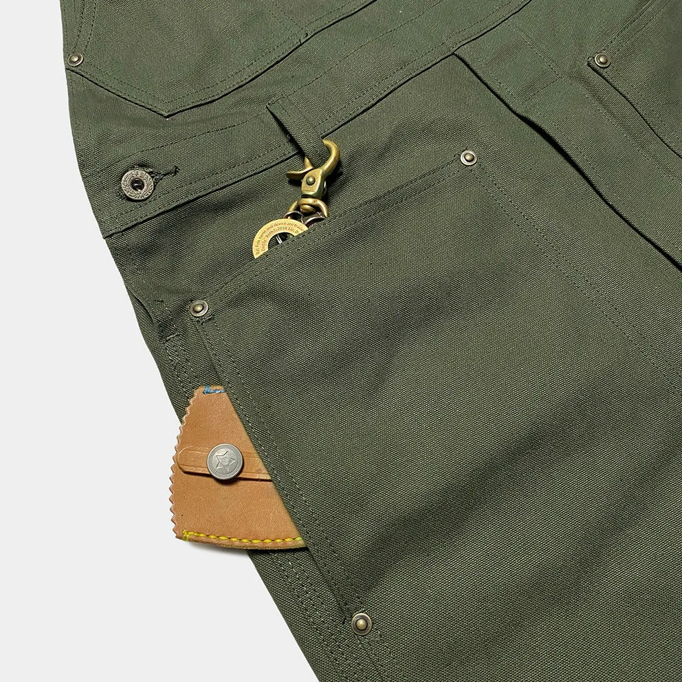 BZEN M.1097R GUTHRIE-CAG REGULAR FIT 6  POCKETS DOUBLE PANEL FRONT CANVAS UNISEX OVERALL-12.5OZ-E0 ARMY GREEN