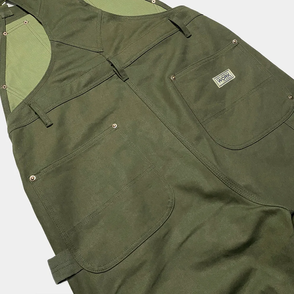 BZEN M.1097R GUTHRIE-CAG REGULAR FIT 6  POCKETS DOUBLE PANEL FRONT CANVAS UNISEX OVERALL-12.5OZ-E0 ARMY GREEN