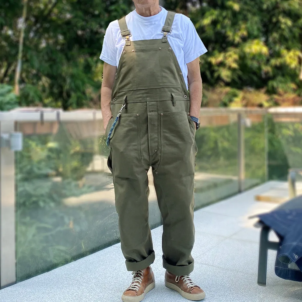 BZEN M.1097R GUTHRIE-CAG REGULAR FIT 6  POCKETS DOUBLE PANEL FRONT CANVAS UNISEX OVERALL-12.5OZ-E0 ARMY GREEN