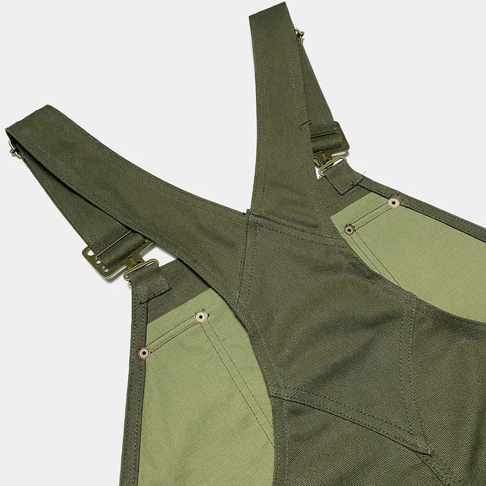 BZEN M.1097R GUTHRIE-CAG REGULAR FIT 6  POCKETS DOUBLE PANEL FRONT CANVAS UNISEX OVERALL-12.5OZ-E0 ARMY GREEN