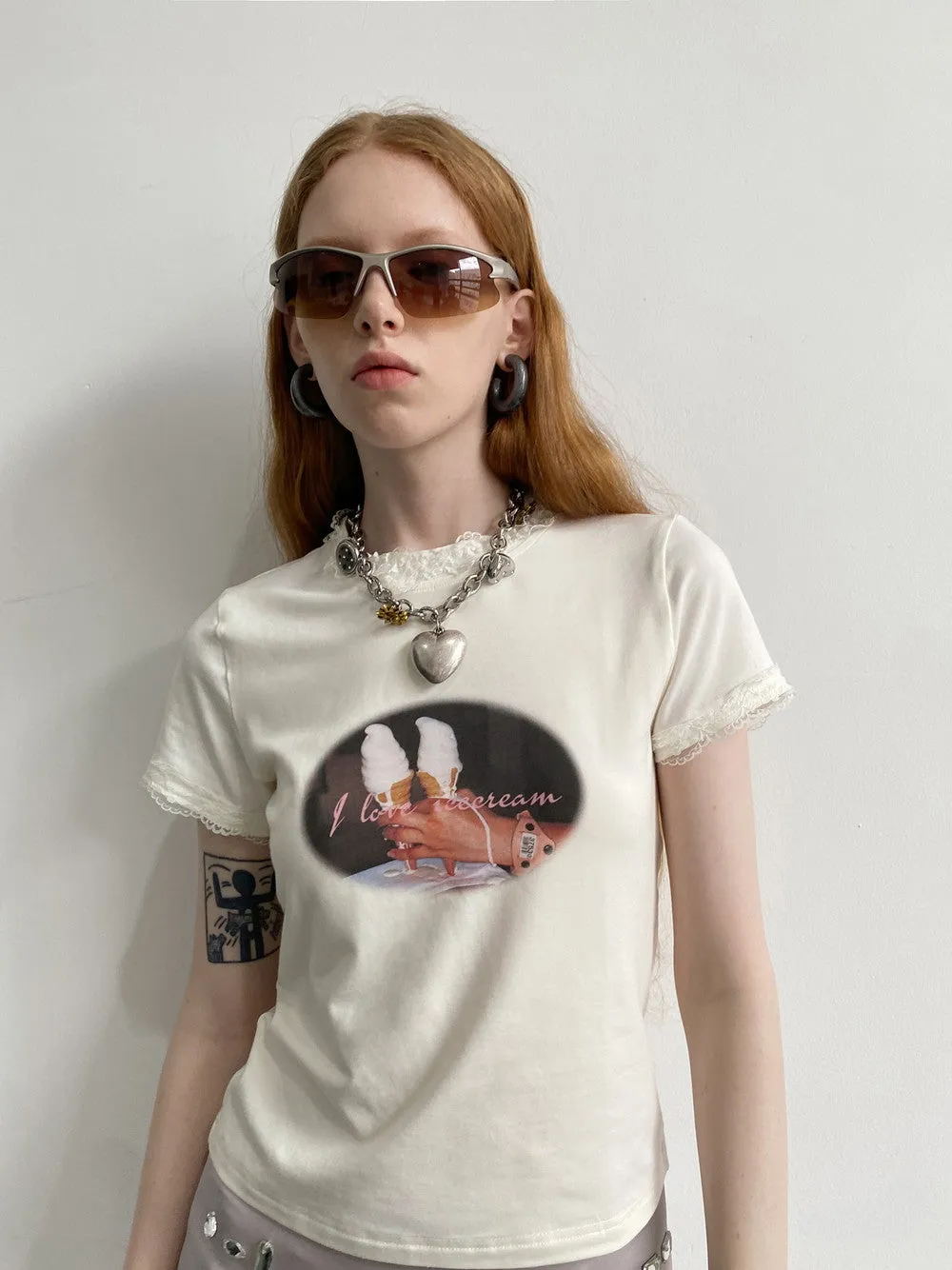 Casual Simple Retro Print-T-Shirt