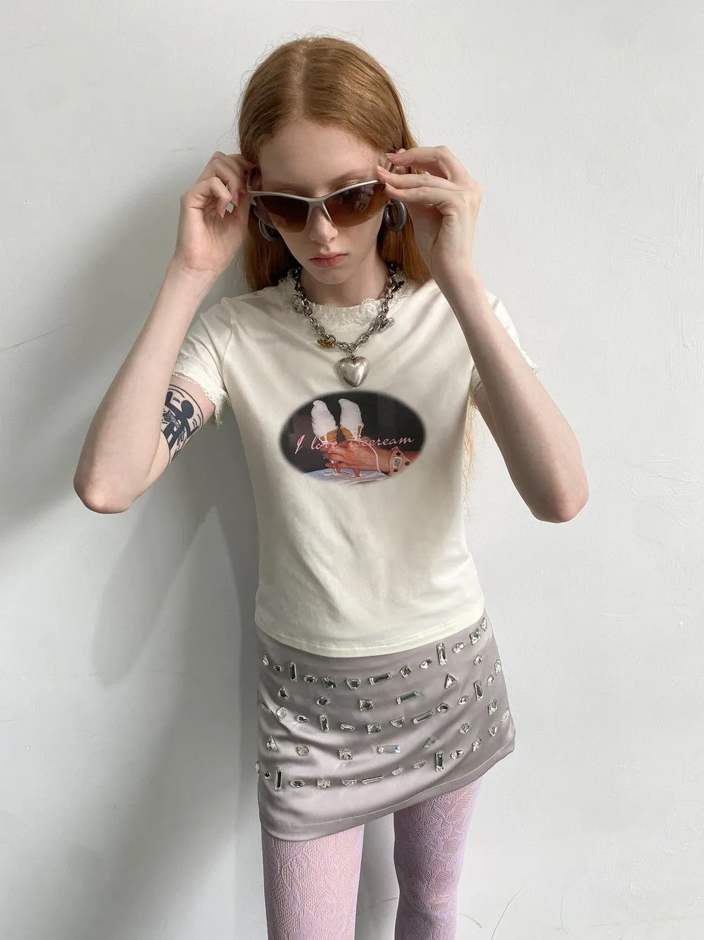 Casual Simple Retro Print-T-Shirt