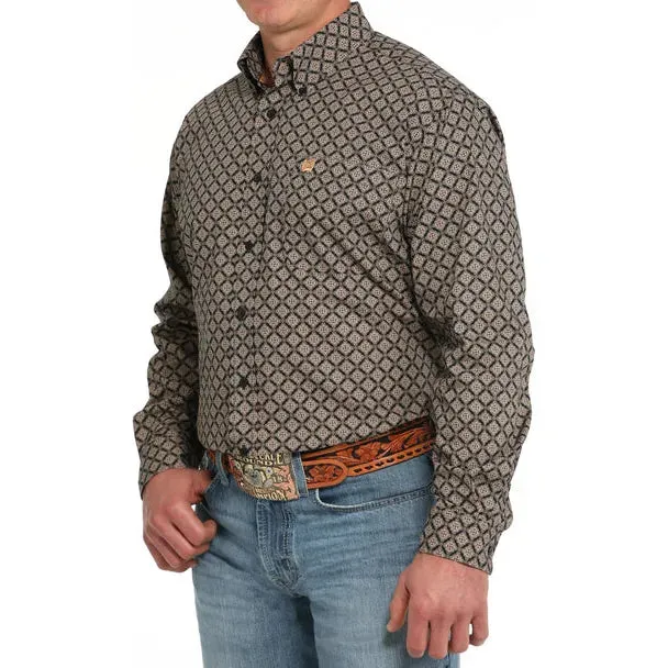 Cinch Men's Geometric Print Button-Down Western Shirt - Black