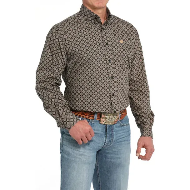 Cinch Men's Geometric Print Button-Down Western Shirt - Black