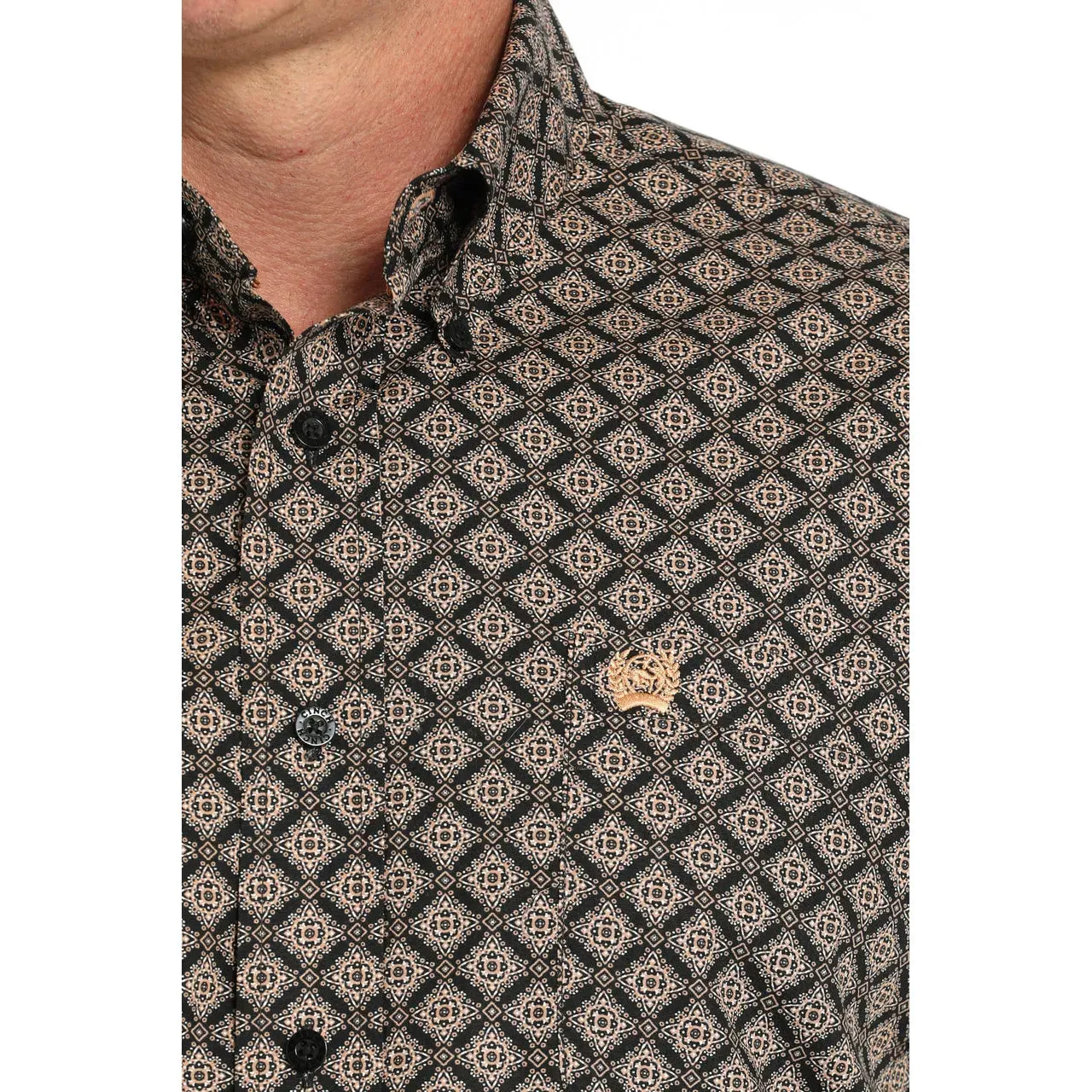 Cinch Men's Geometric Print Button-Down Western Shirt - Black