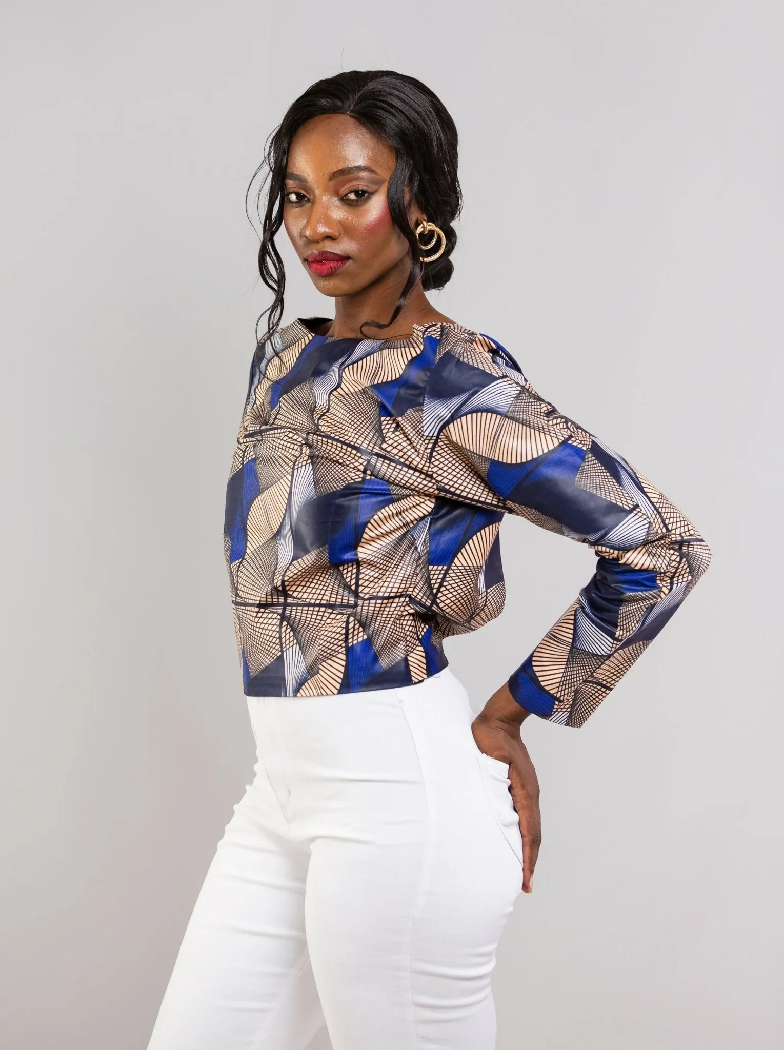 Da'joy Fashions Utica Ankara Top - Blue