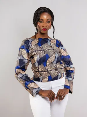 Da'joy Fashions Utica Ankara Top - Blue