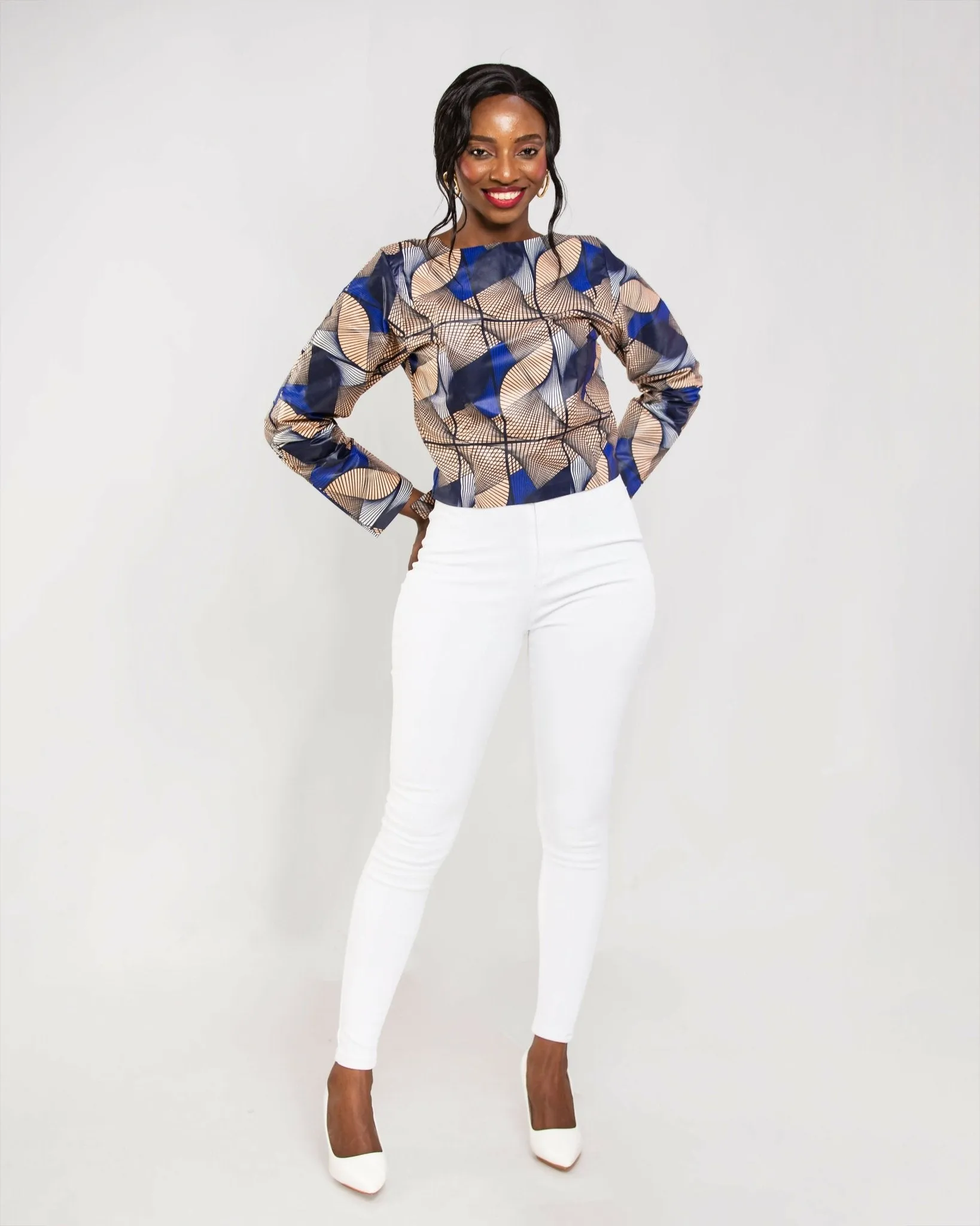 Da'joy Fashions Utica Ankara Top - Blue