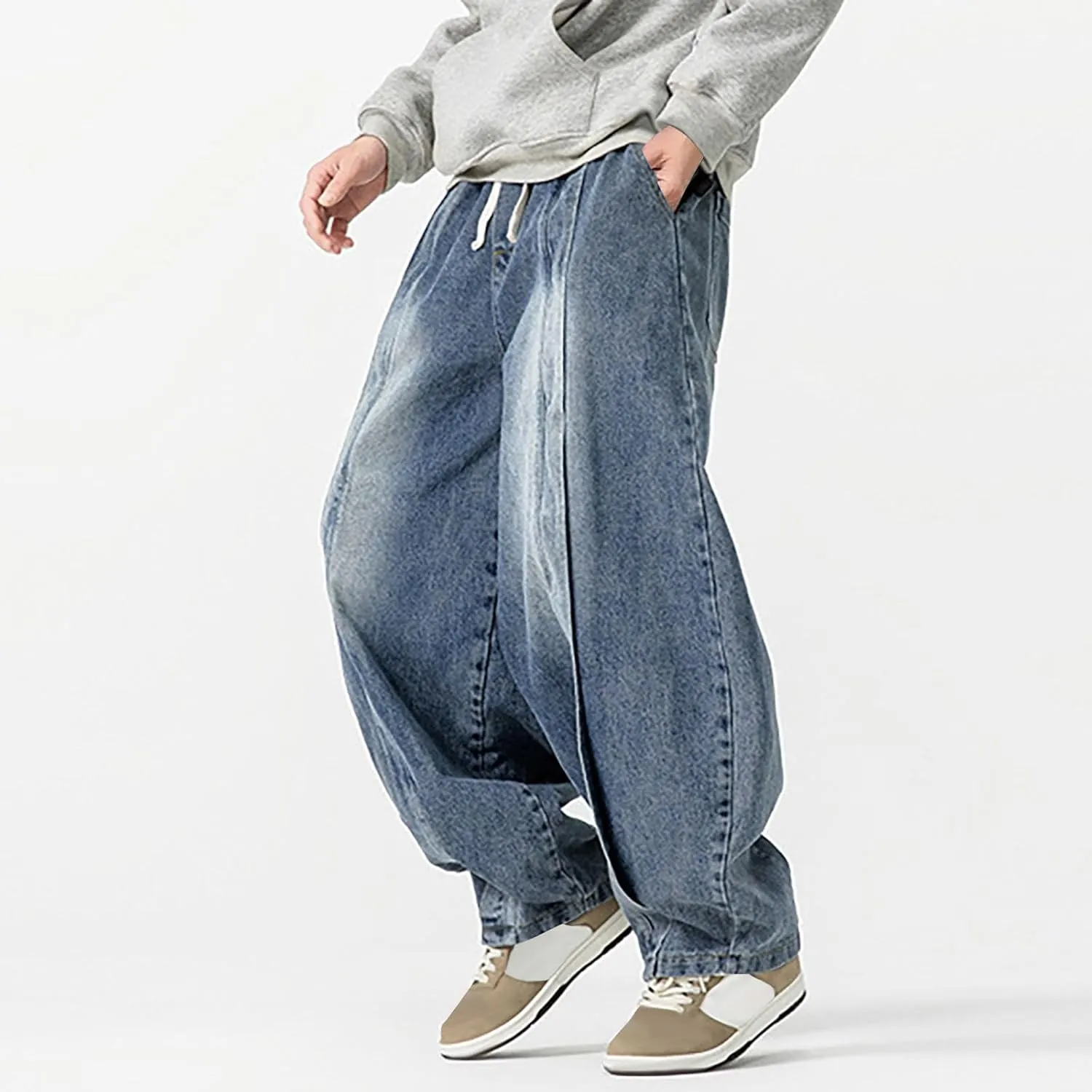 Denim Pants for Mens Fall Summer Vintage Harem Western Flare Wide Leg Pants Man 2025 Fashion