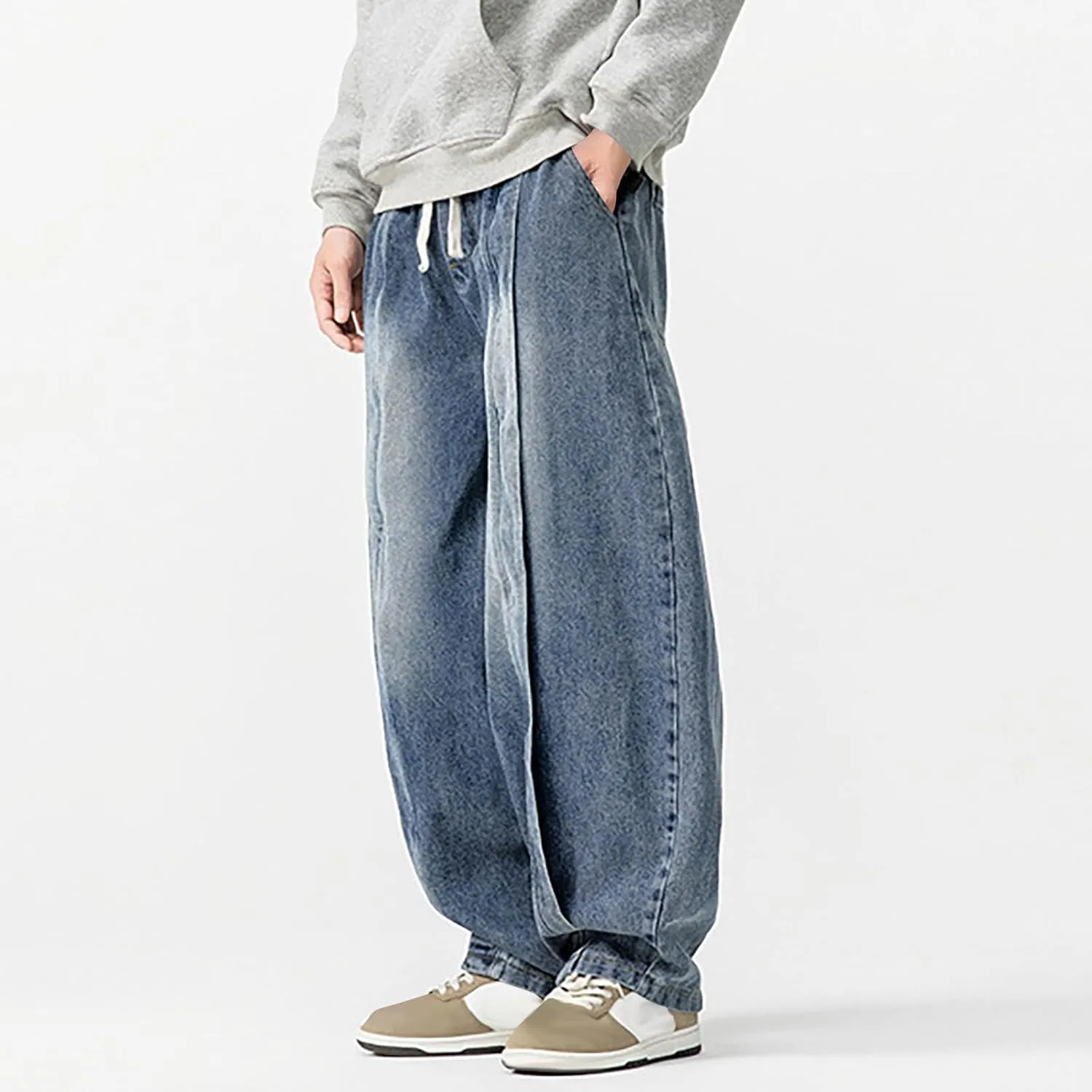 Denim Pants for Mens Fall Summer Vintage Harem Western Flare Wide Leg Pants Man 2025 Fashion