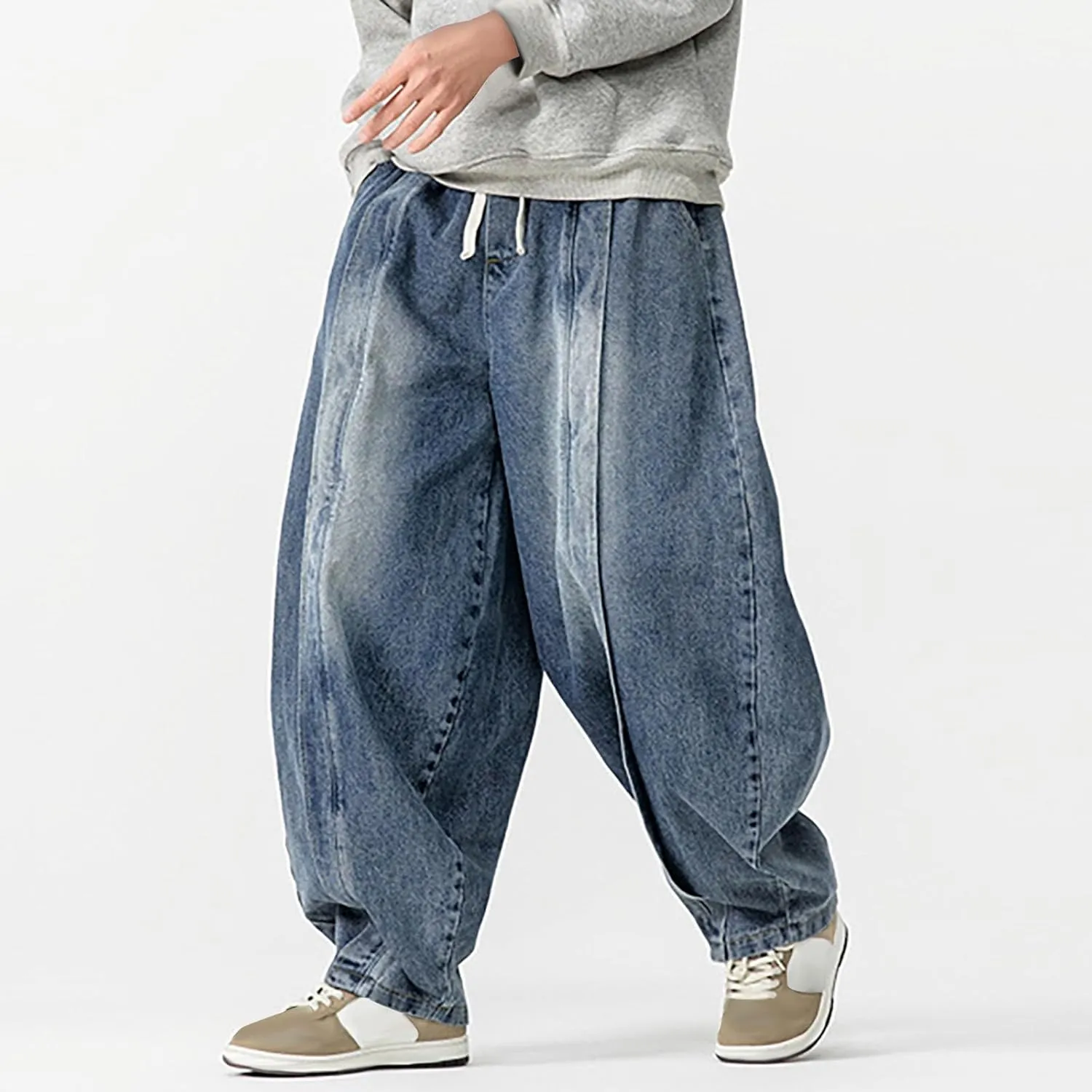 Denim Pants for Mens Fall Summer Vintage Harem Western Flare Wide Leg Pants Man 2025 Fashion