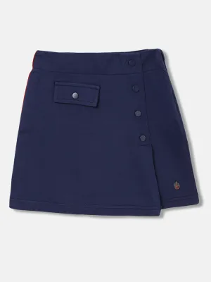 Elle Kids Girls Navy Blue Solid Regular Fit Skirt