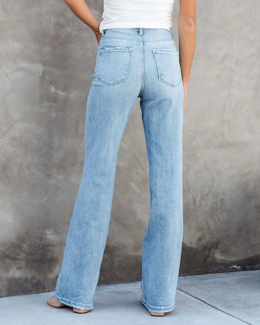 Fashion Washed Denim Straight-Leg Pants